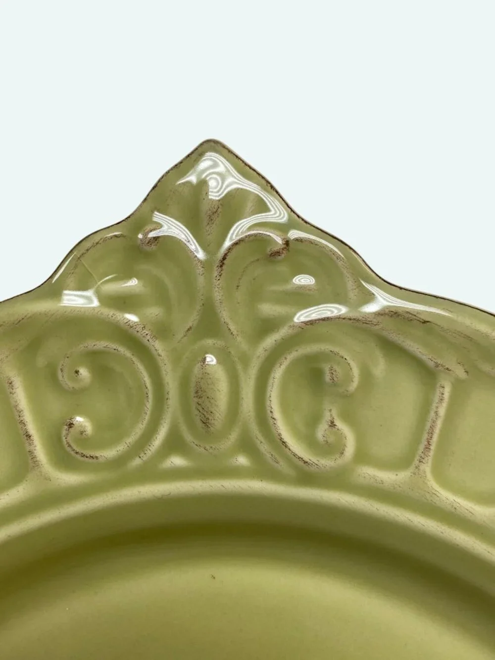 Vintage Sage Green Matceramica Dinner Plate Made in Portugal